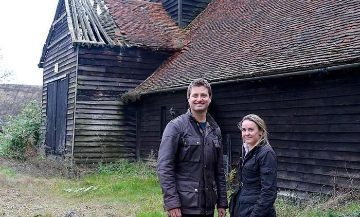 The Barn before restoration, derelict and overgrown