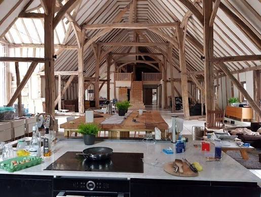 Kitchen and living space at The Barn